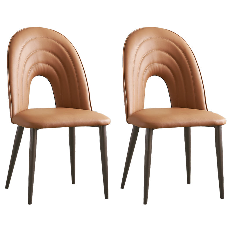 Contemporary Armless Dining Chairs Faux Leather Open Back Dining Side Chair