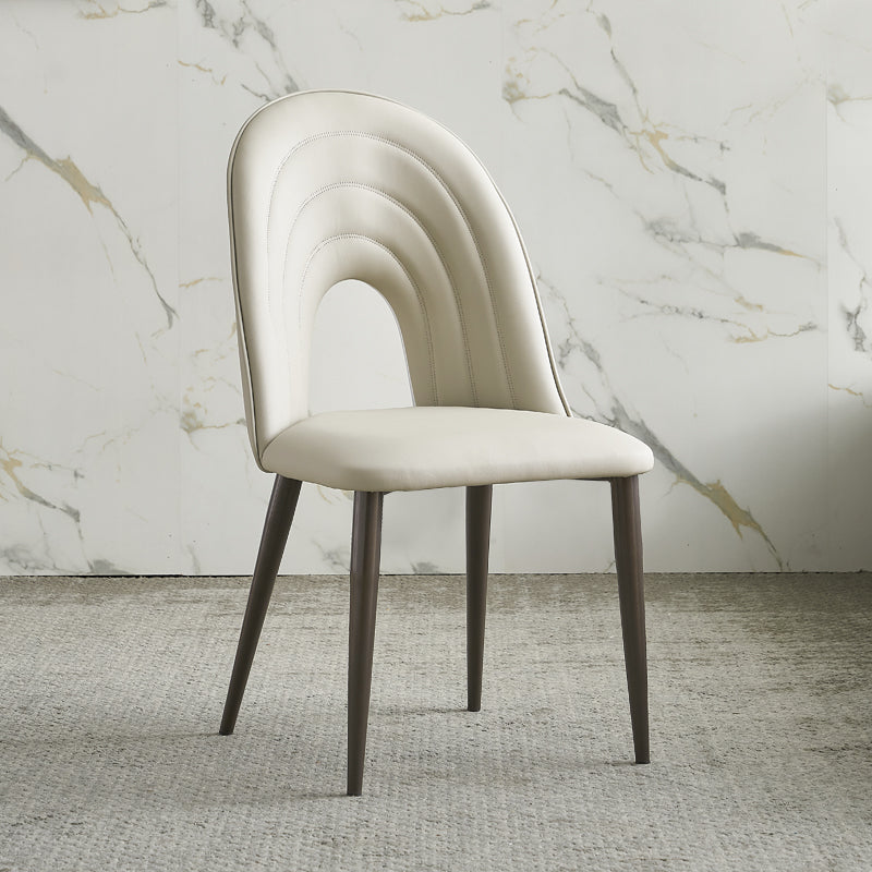 Contemporary Armless Dining Chairs Faux Leather Open Back Dining Side Chair