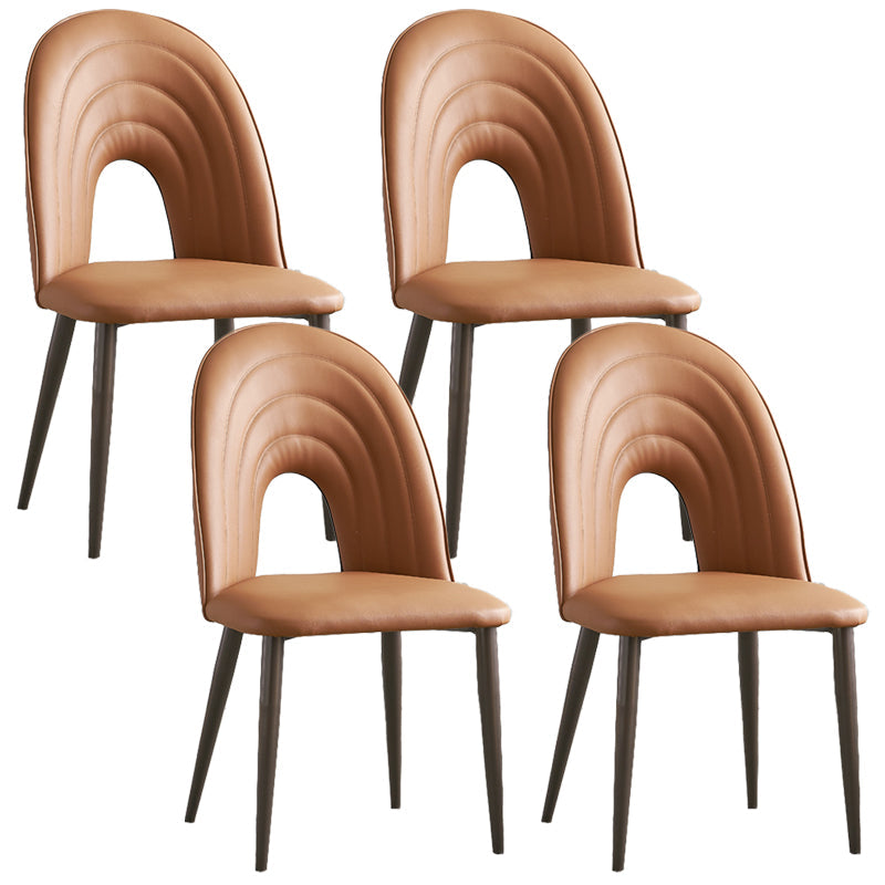 Contemporary Armless Dining Chairs Faux Leather Open Back Dining Side Chair