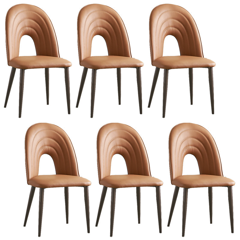 Contemporary Armless Dining Chairs Faux Leather Open Back Dining Side Chair