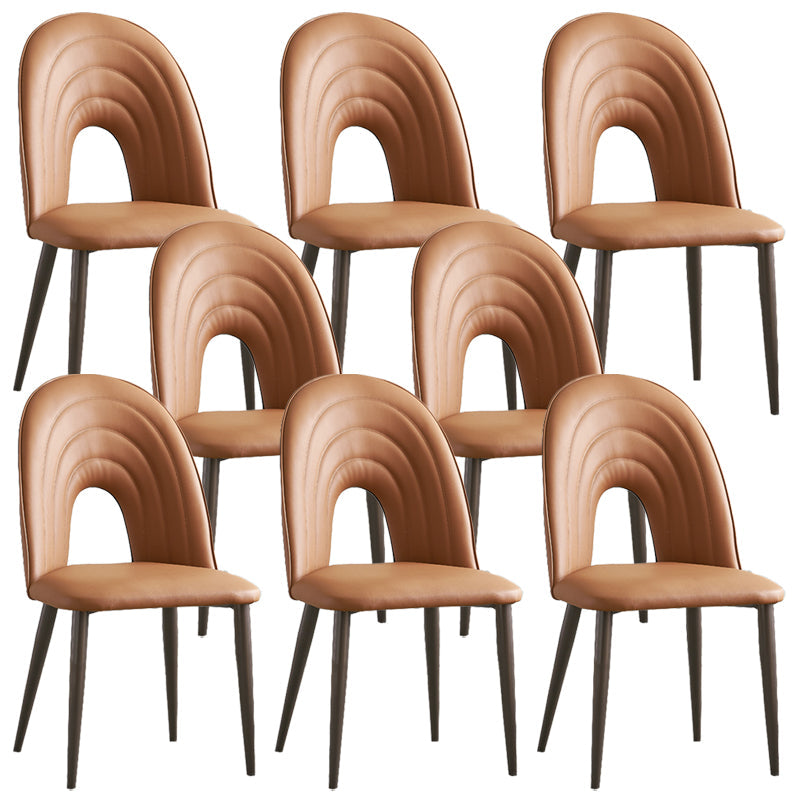 Contemporary Armless Dining Chairs Faux Leather Open Back Dining Side Chair