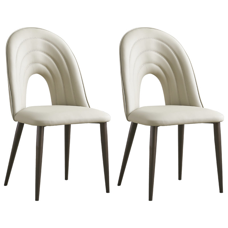 Contemporary Armless Dining Chairs Faux Leather Open Back Dining Side Chair