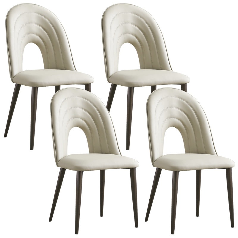 Contemporary Armless Dining Chairs Faux Leather Open Back Dining Side Chair