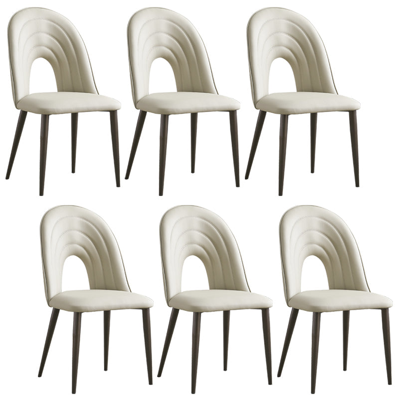 Contemporary Armless Dining Chairs Faux Leather Open Back Dining Side Chair