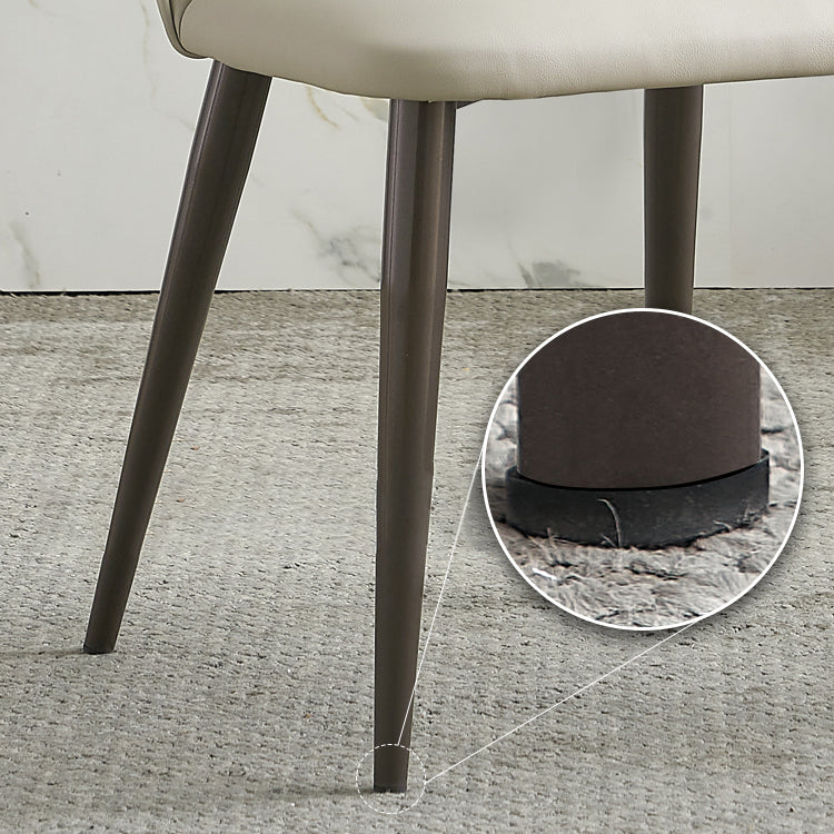 Contemporary Armless Dining Chairs Faux Leather Open Back Dining Side Chair