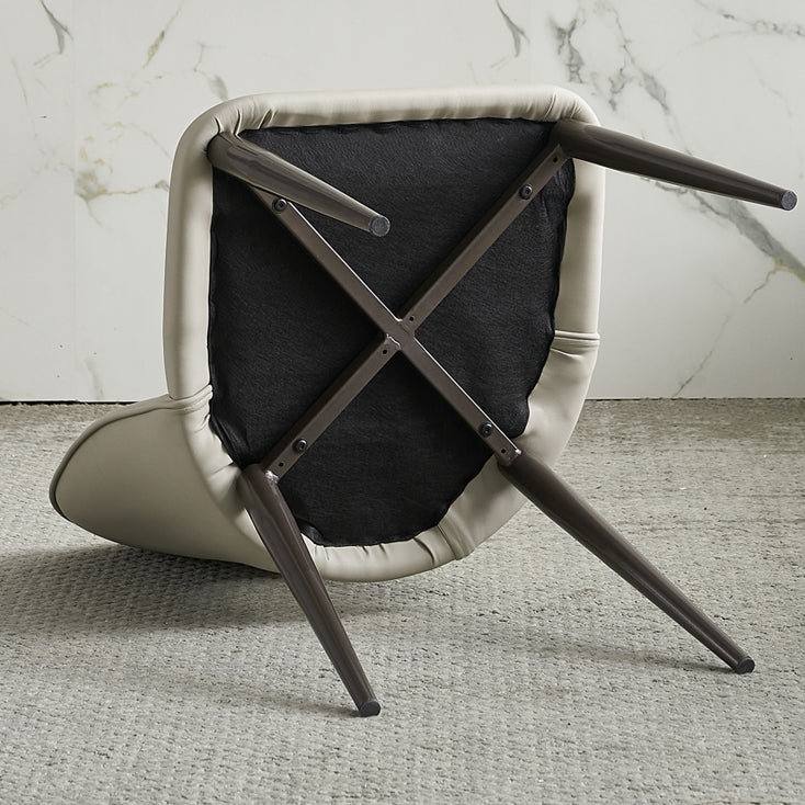 Contemporary Armless Dining Chairs Faux Leather Open Back Dining Side Chair