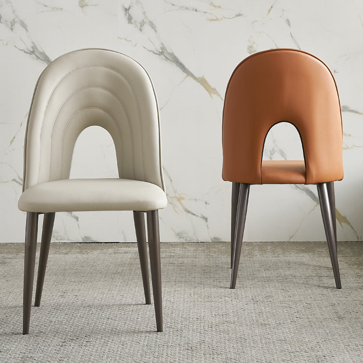 Contemporary Armless Dining Chairs Faux Leather Open Back Dining Side Chair