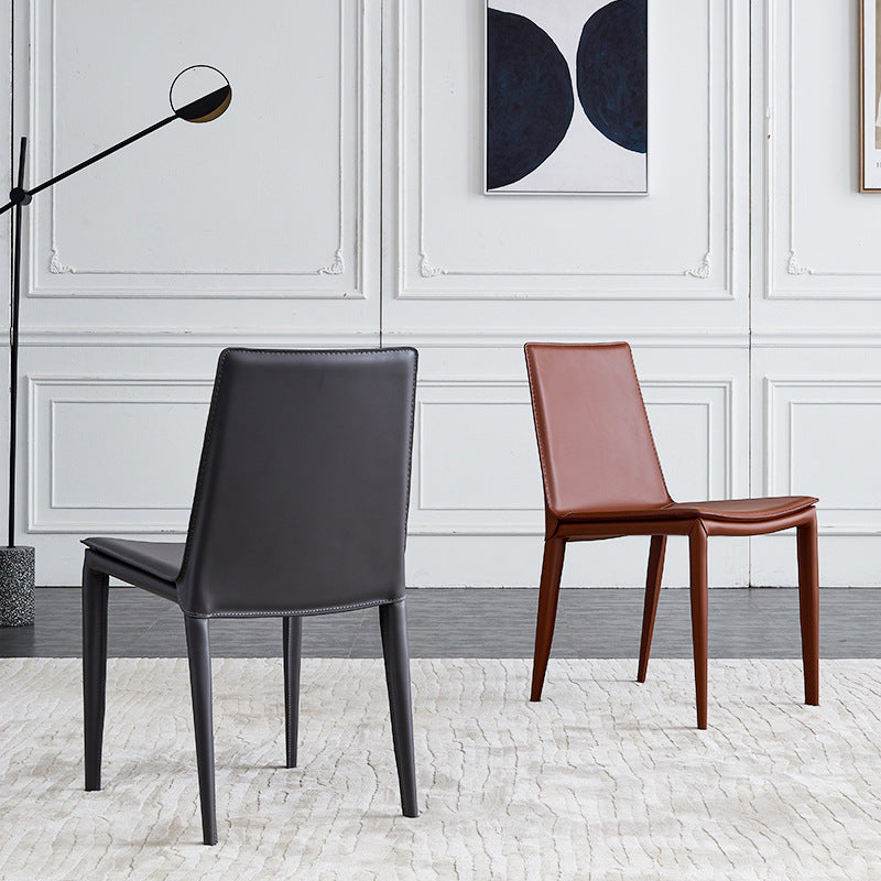 Eigentijdse armloze eetkamerstoelen faux lederen eetkamerstoel