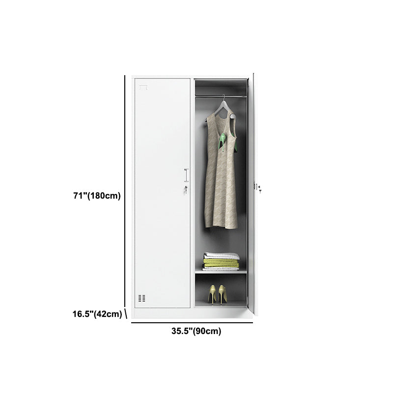 Eigentijdse stalen opbergkast wit metaal scharnierende deurkast