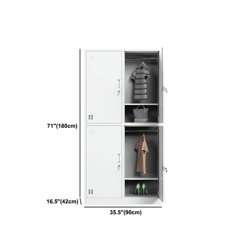 Eigentijdse stalen opbergkast wit metaal scharnierende deurkast