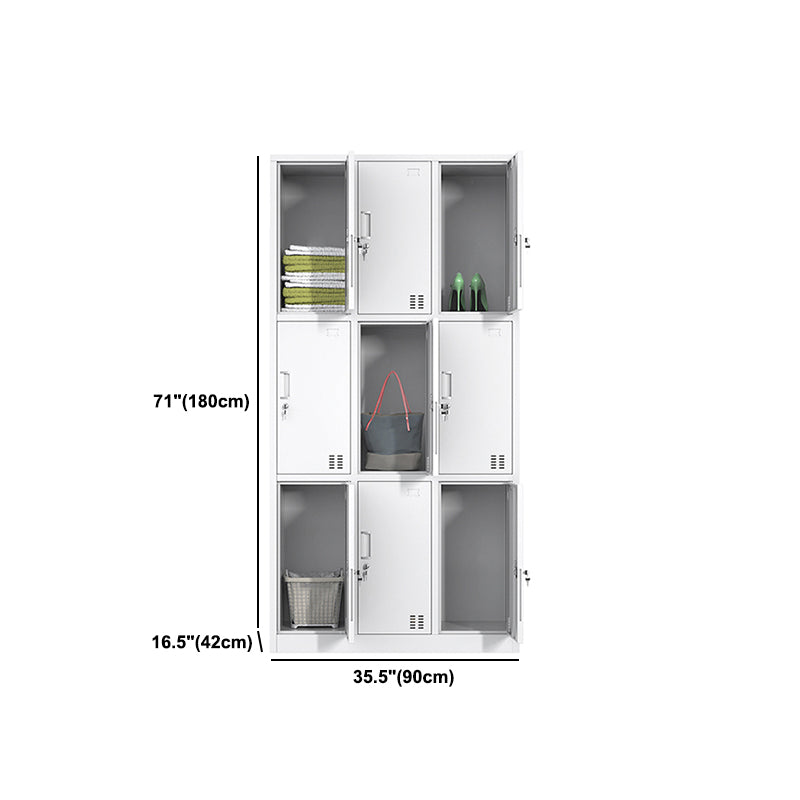 Eigentijdse stalen opbergkast wit metaal scharnierende deurkast