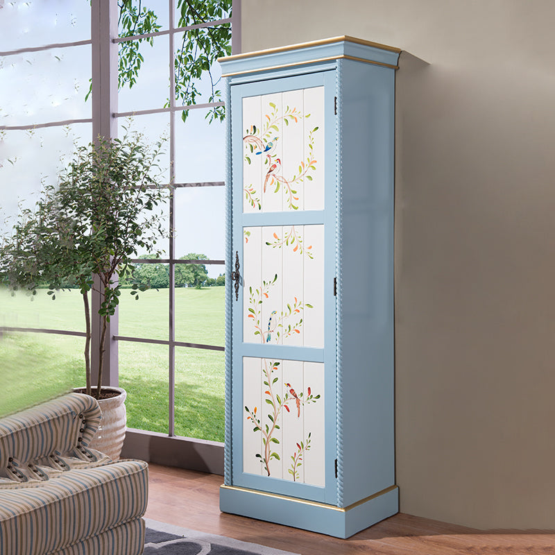 Solid Wood Matte Finish Storage Cabinet Coastal Cabinet with Hinged Door Light Blue Clearhalo 'Armoires & Wardrobes' 'armoires_wardrobes' 'Bedroom Furniture' 'furn' 'furn_armoires_wardrobes' 'Furniture' 5590310