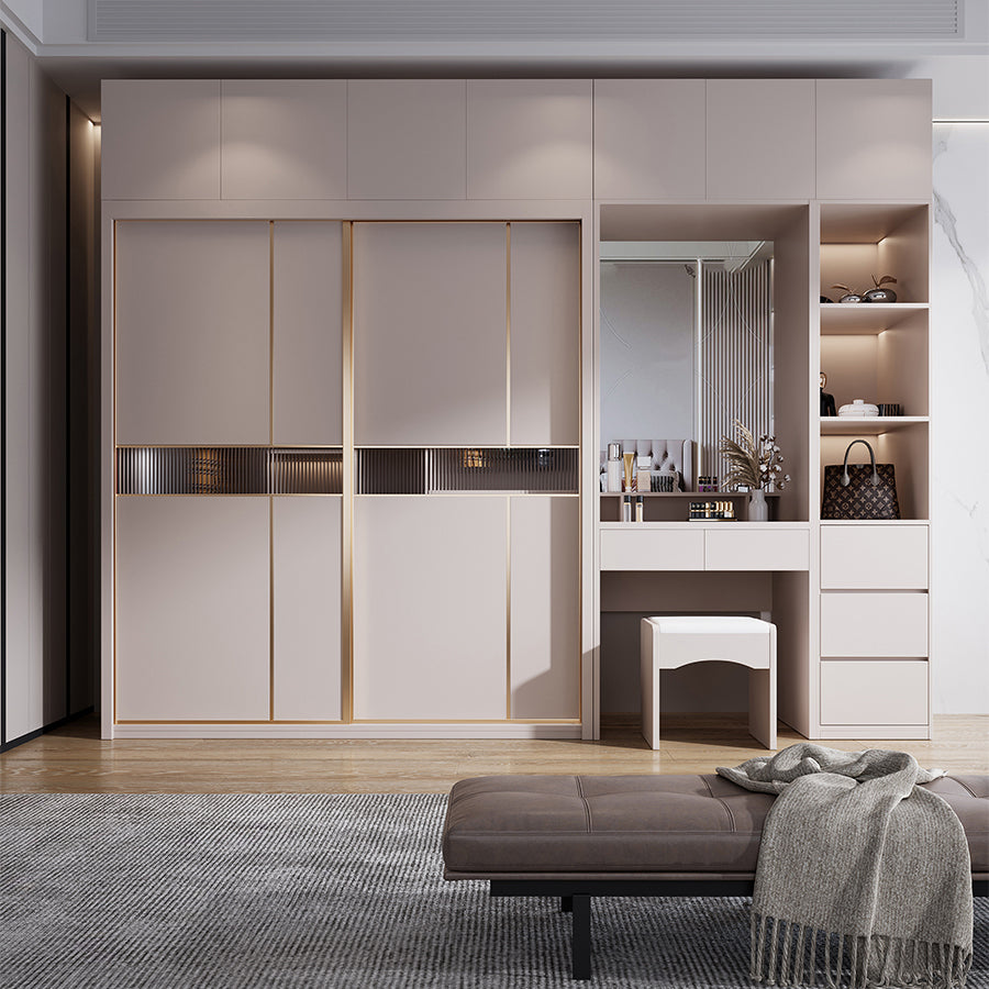 Guardaroba in legno ingegnerizzato armadio moderno in stile moderno con specchio