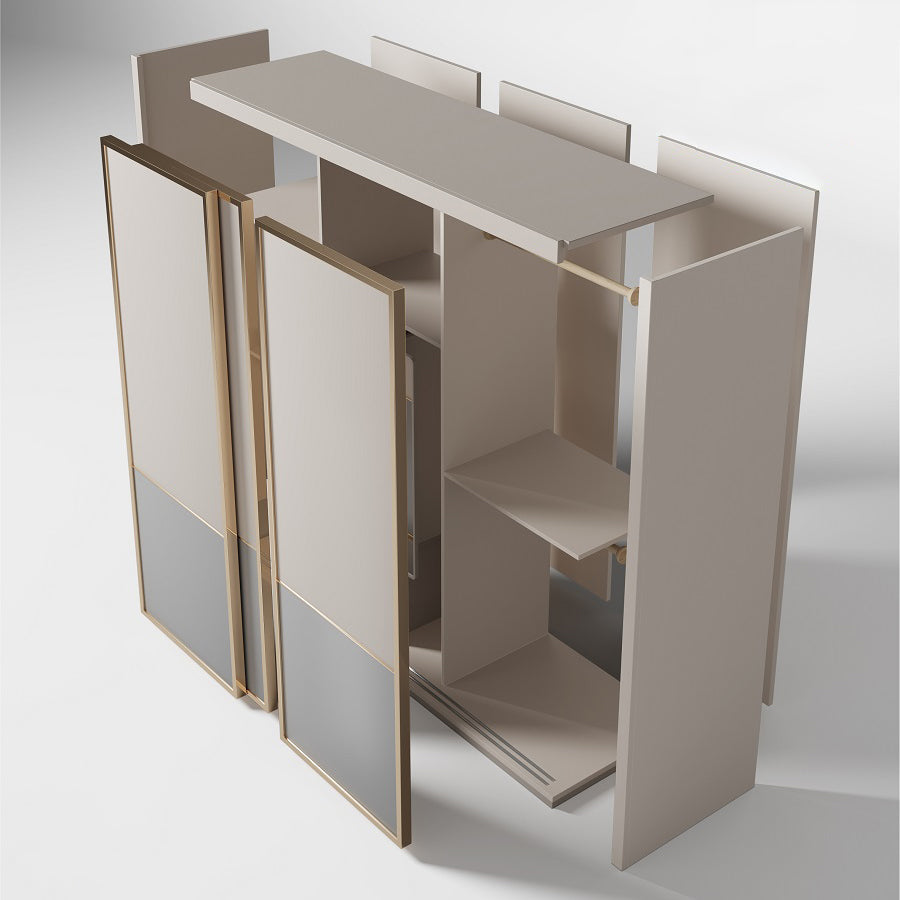 Guardaroba in legno ingegnerizzato armadio moderno in stile moderno con specchio