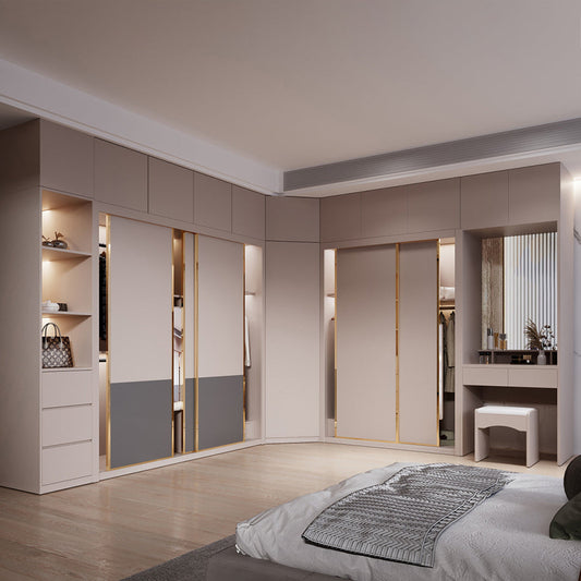 Engineered Wood Wardrobe Armoire Modern Style Wardrobe with Mirror