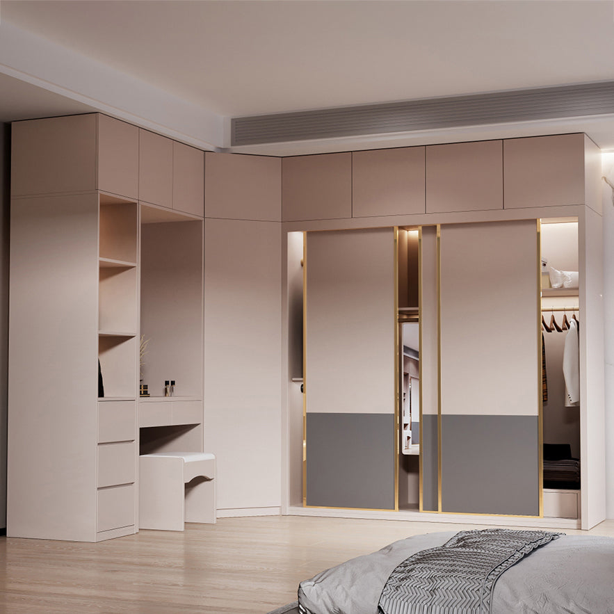 Guardaroba in legno ingegnerizzato armadio moderno in stile moderno con specchio