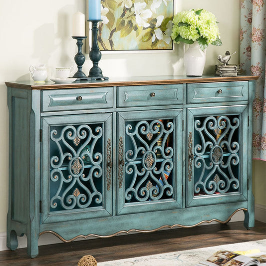 Glam Style Server Solid Wood Sideboard with Door for Dining Room Clearhalo 'buffet_sideboard' 'Buffets & Sideboards' 'furn' 'furn_buffet_sideboard' 'Furniture' 'Kitchen & Dining Furniture' 5590820
