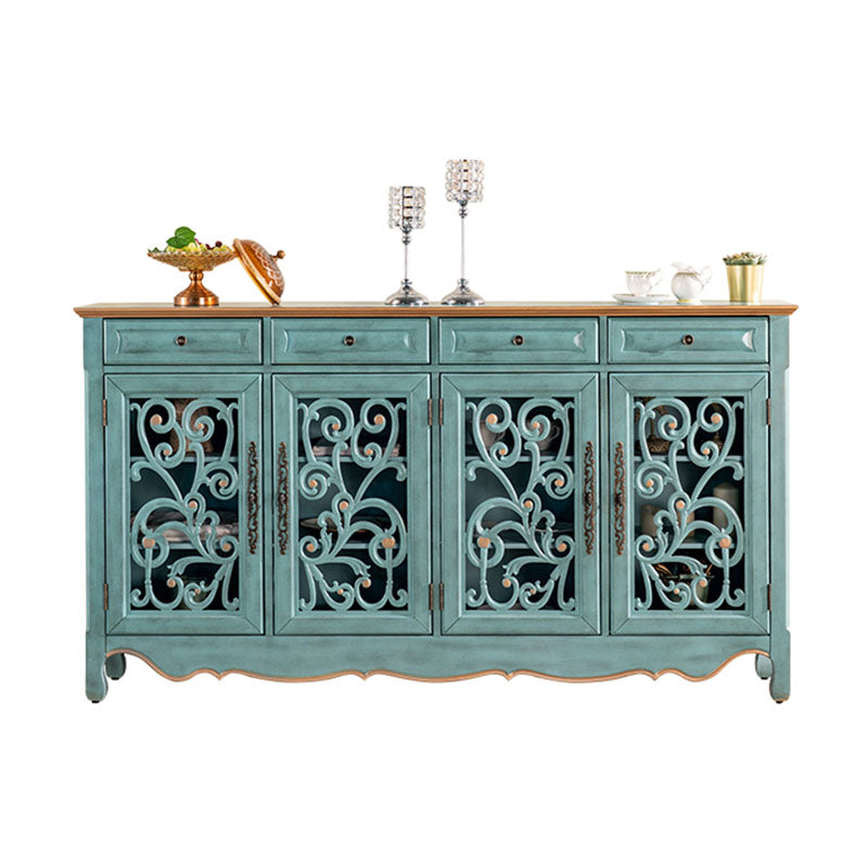 Glam Style Server Solid Wood Sideboard with Door for Dining Room 70.9"L x 13.8"W x 39.4"H Blue Clearhalo 'buffet_sideboard' 'Buffets & Sideboards' 'furn' 'furn_buffet_sideboard' 'Furniture' 'Kitchen & Dining Furniture' 5590824