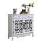 Glam Style Server Solid Wood Sideboard with Door for Dining Room 40.9"L x 11"W x 36.2"H White Clearhalo 'buffet_sideboard' 'Buffets & Sideboards' 'furn' 'furn_buffet_sideboard' 'Furniture' 'Kitchen & Dining Furniture' 5590826