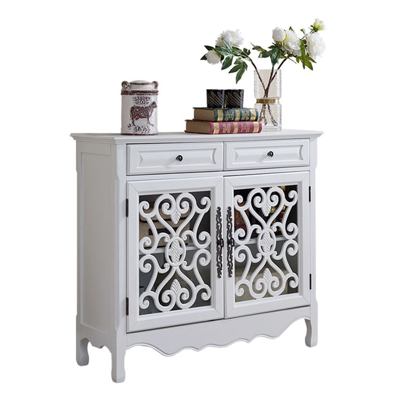 Glam Style Server Solid Wood Sideboard with Door for Dining Room 40.9"L x 11"W x 36.2"H White Clearhalo 'buffet_sideboard' 'Buffets & Sideboards' 'furn' 'furn_buffet_sideboard' 'Furniture' 'Kitchen & Dining Furniture' 5590826