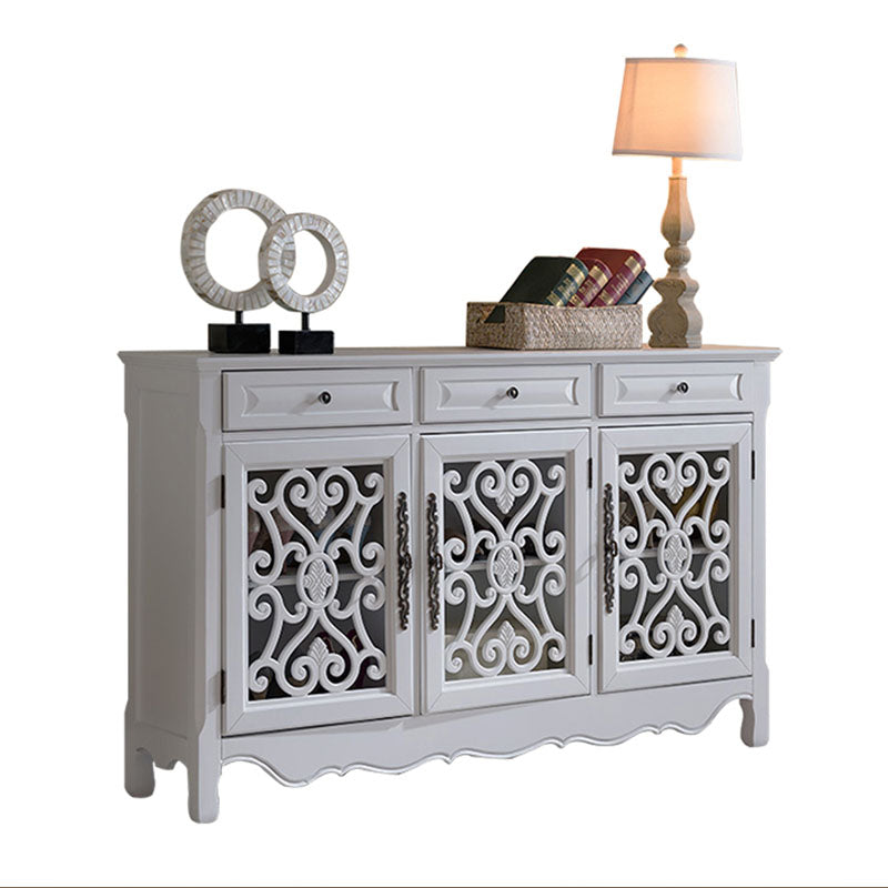 Glam Style Server Solid Wood Sideboard with Door for Dining Room 60.2"L x 12"W x 36.2"H White Clearhalo 'buffet_sideboard' 'Buffets & Sideboards' 'furn' 'furn_buffet_sideboard' 'Furniture' 'Kitchen & Dining Furniture' 5590828
