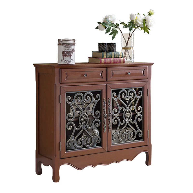 Glam Style Server Solid Wood Sideboard with Door for Dining Room 40.9"L x 11"W x 36.2"H Brown Clearhalo 'buffet_sideboard' 'Buffets & Sideboards' 'furn' 'furn_buffet_sideboard' 'Furniture' 'Kitchen & Dining Furniture' 5590830