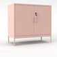 Contemporary Style Side Board Metal Sideboard for Dining Room 35"L x 18"W x 34"H Pink Clearhalo 'buffet_sideboard' 'Buffets & Sideboards' 'furn' 'furn_buffet_sideboard' 'Furniture' 'Kitchen & Dining Furniture' 5590853
