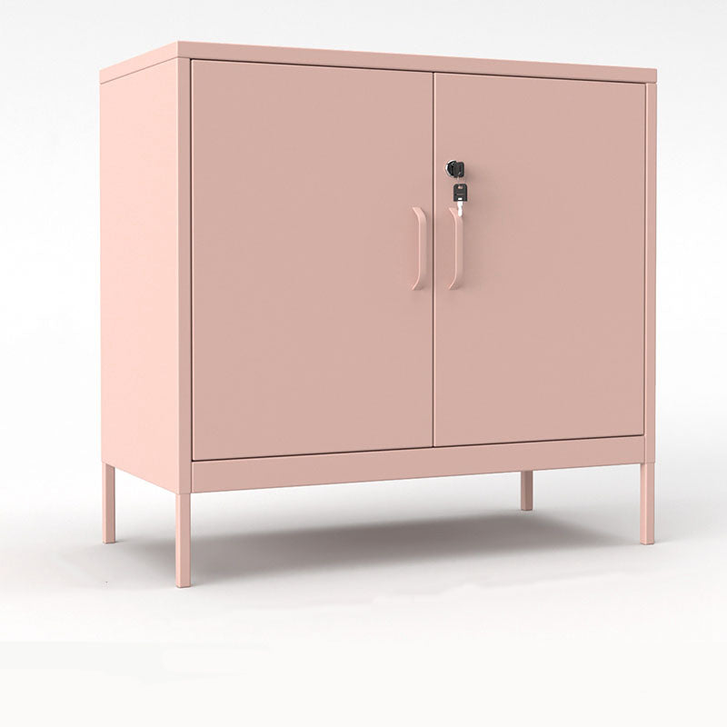 Contemporary Style Side Board Metal Sideboard for Dining Room 35"L x 18"W x 34"H Pink Clearhalo 'buffet_sideboard' 'Buffets & Sideboards' 'furn' 'furn_buffet_sideboard' 'Furniture' 'Kitchen & Dining Furniture' 5590853