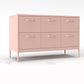 Contemporary Style Side Board Metal Sideboard for Dining Room 46.9"L x 17.7"W x 29.9"H Pink Clearhalo 'buffet_sideboard' 'Buffets & Sideboards' 'furn' 'furn_buffet_sideboard' 'Furniture' 'Kitchen & Dining Furniture' 5590862