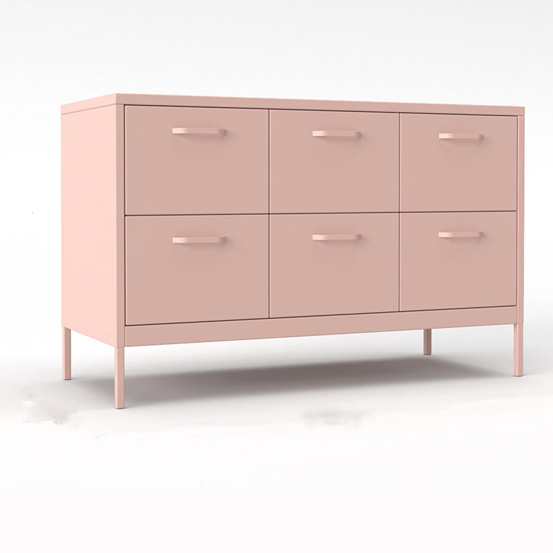 Contemporary Style Side Board Metal Sideboard for Dining Room 46.9"L x 17.7"W x 29.9"H Pink Clearhalo 'buffet_sideboard' 'Buffets & Sideboards' 'furn' 'furn_buffet_sideboard' 'Furniture' 'Kitchen & Dining Furniture' 5590862