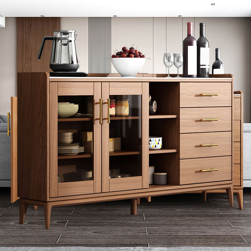 Zeitgenössischer Sideboard Brauner Holzrahmen Sideboard mit Tür und Schublade für Esszimmer