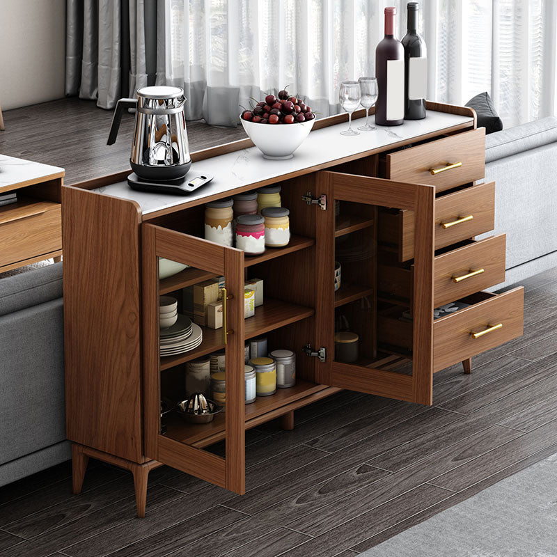 Zeitgenössischer Sideboard Brauner Holzrahmen Sideboard mit Tür und Schublade für Esszimmer