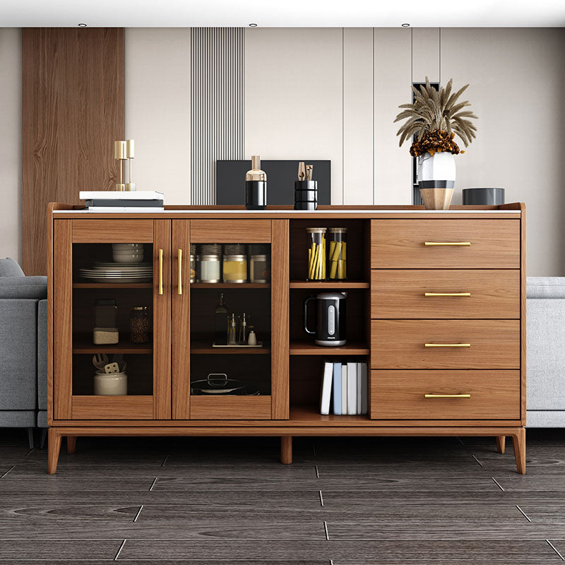 Zeitgenössischer Sideboard Brauner Holzrahmen Sideboard mit Tür und Schublade für Esszimmer