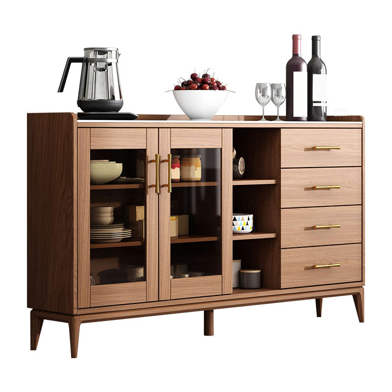 Zeitgenössischer Sideboard Brauner Holzrahmen Sideboard mit Tür und Schublade für Esszimmer