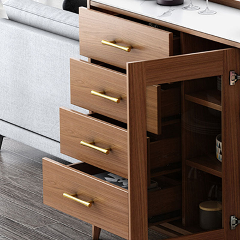 Zeitgenössischer Sideboard Brauner Holzrahmen Sideboard mit Tür und Schublade für Esszimmer