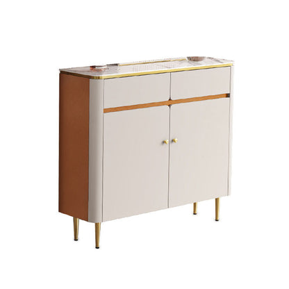 Sideboard di pietra in pietra glam bianca con porta per la cucina