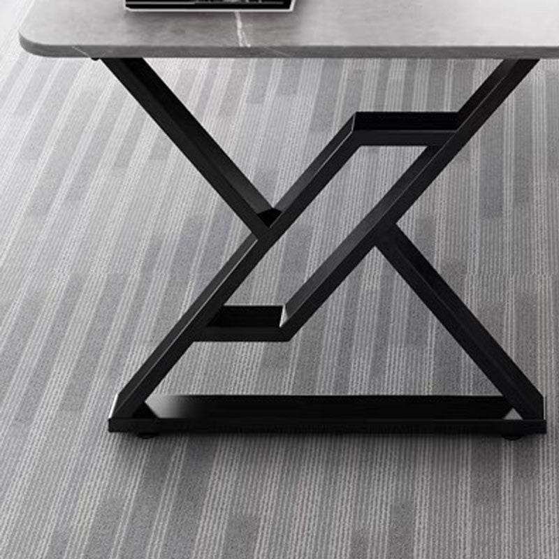 30" H Modern Rectangular Writing Desk Simple Desk with Black Metal Legs Clearhalo 'furn' 'furn_office_desk' 'Furniture' 'Office Desks' 'Office Furniture' 'office_desk' 5591239