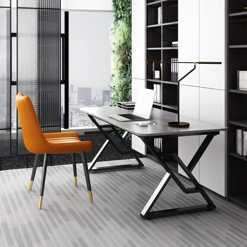 30" H Modern Rectangular Writing Desk Simple Desk with Black Metal Legs Clearhalo 'furn' 'furn_office_desk' 'Furniture' 'Office Desks' 'Office Furniture' 'office_desk' 5591242