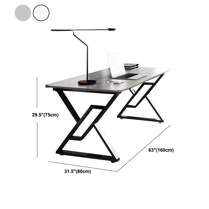 30" H Modern Rectangular Writing Desk Simple Desk with Black Metal Legs Clearhalo 'furn' 'furn_office_desk' 'Furniture' 'Office Desks' 'Office Furniture' 'office_desk' 5591247