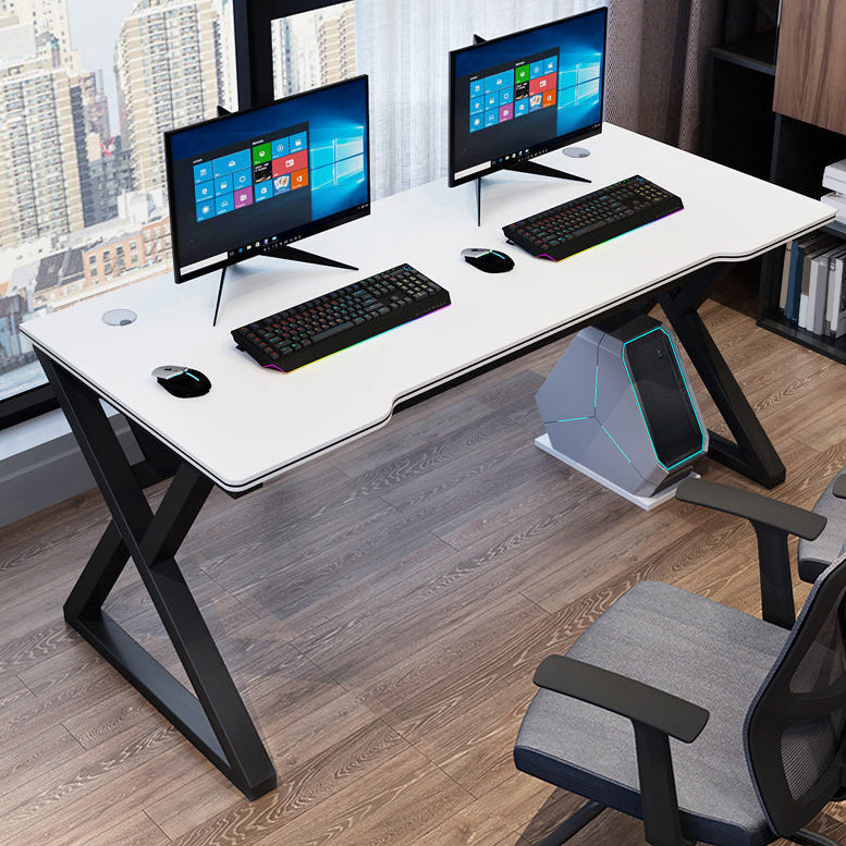 Manufactured Wood Top Computer Desk Industrial Steel Base Desk with Cable Management 63"L x 23.6"W x 29.5"H Black White Clearhalo 'furn' 'furn_office_desk' 'Furniture' 'Office Desks' 'Office Furniture' 'office_desk' 5591252