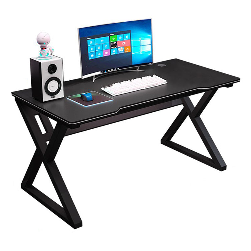 Manufactured Wood Top Computer Desk Industrial Steel Base Desk with Cable Management 47.2"L x 23.6"W x 29.5"H Black Black Clearhalo 'furn' 'furn_office_desk' 'Furniture' 'Office Desks' 'Office Furniture' 'office_desk' 5591257