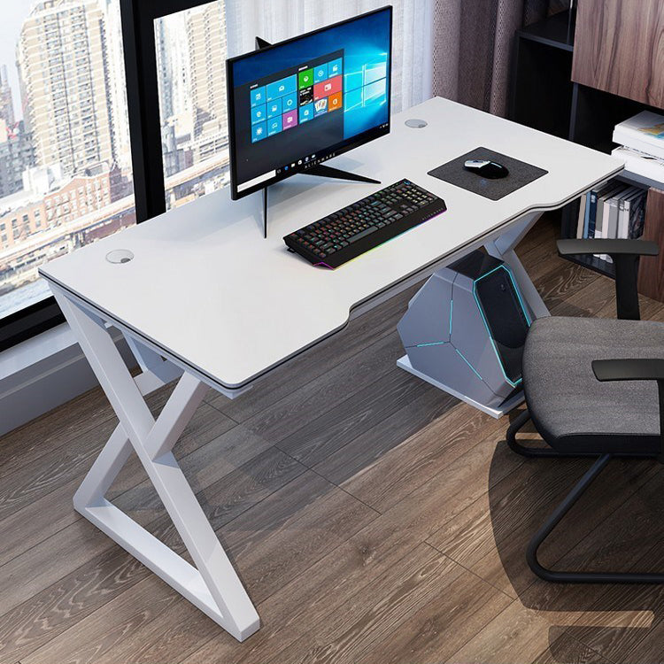 Manufactured Wood Top Computer Desk Industrial Steel Base Desk with Cable Management White White Clearhalo 'furn' 'furn_office_desk' 'Furniture' 'Office Desks' 'Office Furniture' 'office_desk' 5591262