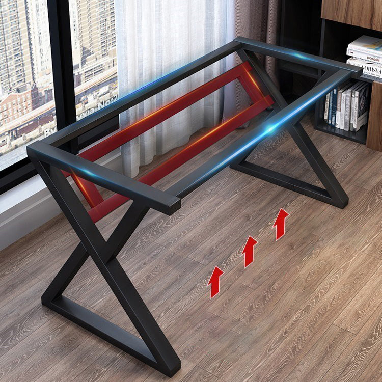 Manufactured Wood Top Computer Desk Industrial Steel Base Desk with Cable Management Clearhalo 'furn' 'furn_office_desk' 'Furniture' 'Office Desks' 'Office Furniture' 'office_desk' 5591265