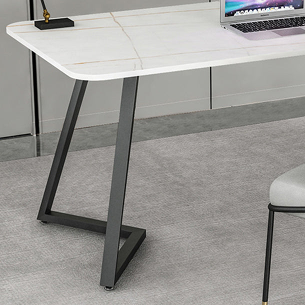 長方形の工業用ライティングデスク焼結ストーントップブラックベースデスク