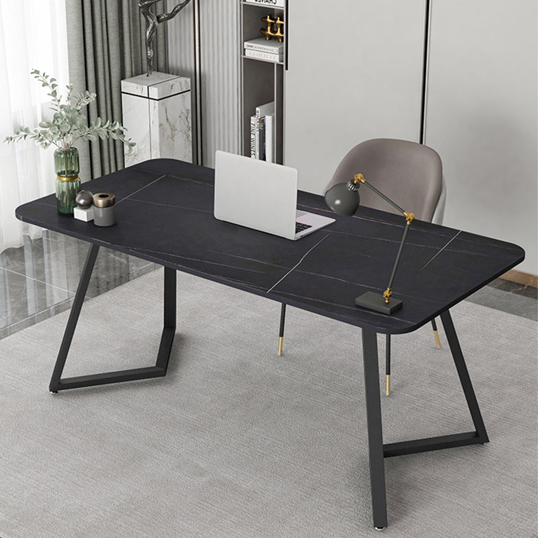 長方形の工業用ライティングデスク焼結ストーントップブラックベースデスク