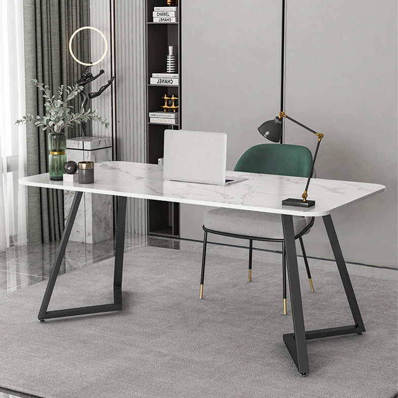 長方形の工業用ライティングデスク焼結ストーントップブラックベースデスク