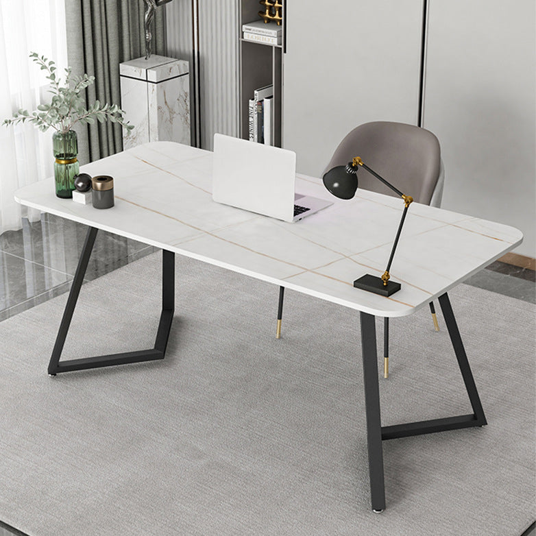 長方形の工業用ライティングデスク焼結ストーントップブラックベースデスク