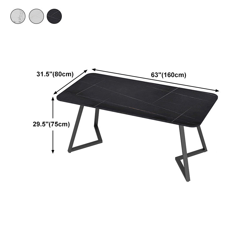 長方形の工業用ライティングデスク焼結ストーントップブラックベースデスク
