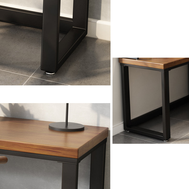 ソリッドウッドL字型オフィスデスク産業用固定ライティングテーブル