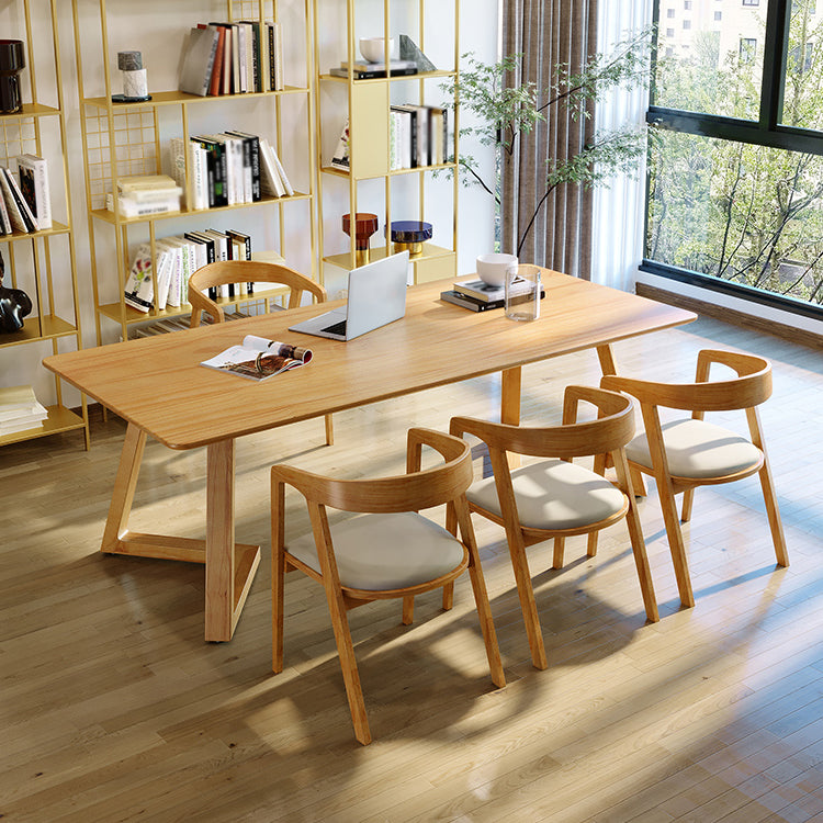 Modern Style Sled Office Desk Rectangular Solid Wood Writing Desk 63"L x 27.6"W x 29.5"H Clearhalo 'furn' 'furn_office_desk' 'Furniture' 'Office Desks' 'Office Furniture' 'office_desk' 5591410